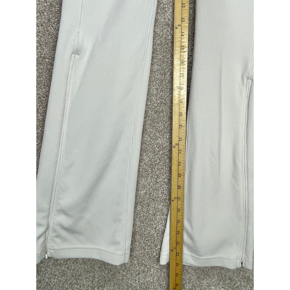 Lululemon Brushed Softstreme Ribbed Zip Flared Pants Women 2 Beige Hi Rise Yoga - Picture 8 of 10